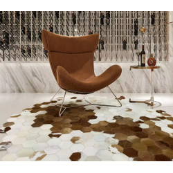 Brown and White Genuine Cowhide Patchwork Rug