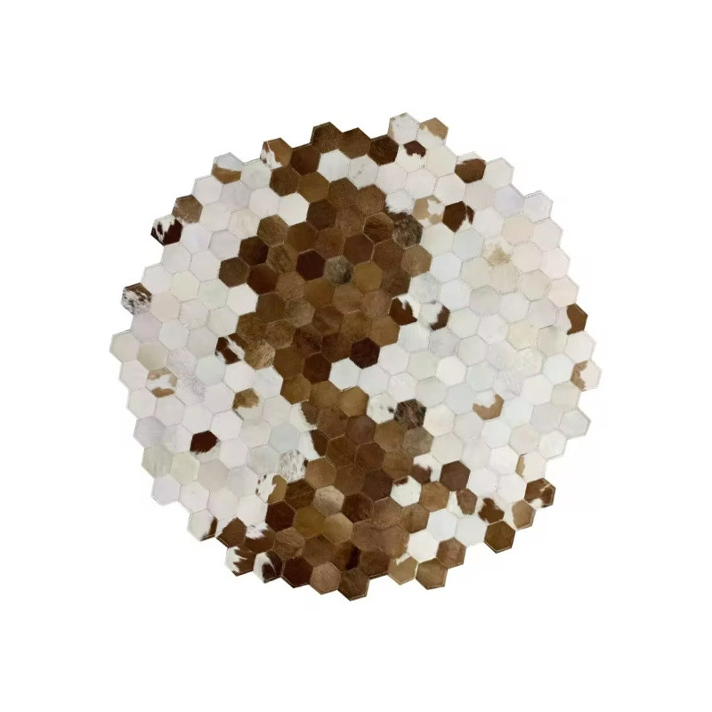 Brown and White Genuine Cowhide Patchwork Rug