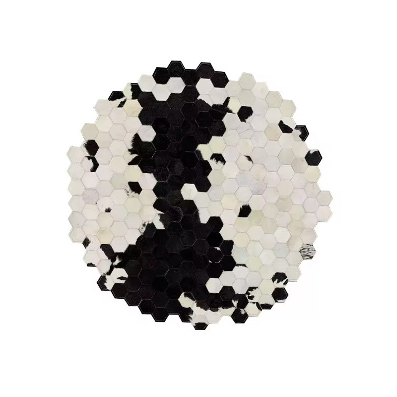 Black and White Genuine Cowhide Patchwork Rug