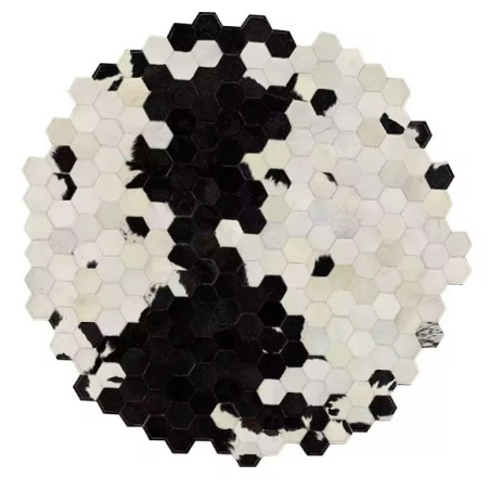 Black and White Genuine Cowhide Patchwork Rug