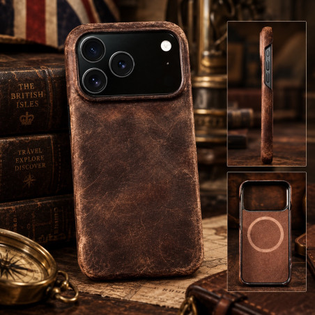 iPhone 18 Pro Vintage Cowhide Leather Case
